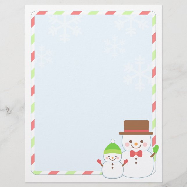 Lettre de Noël Papier - Snowman souriant (Devant)