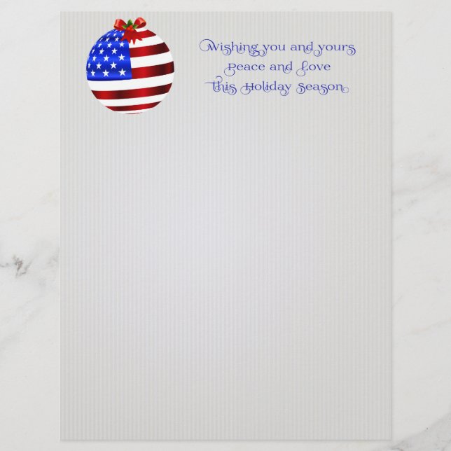 Lettre de Noël Patriotique Rouge Blanc Bleu Papier (Devant)