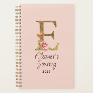Lettre de nom personnalisée E Roses roses blush fe