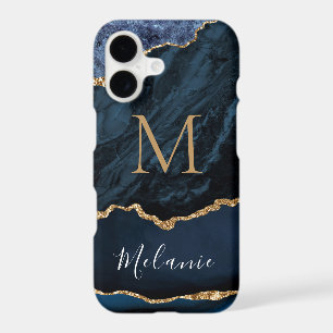 Lettre de nom personnalisée en marbre bleu or coqu