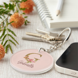 Lettre de nom personnalisée G Roses roses blush en