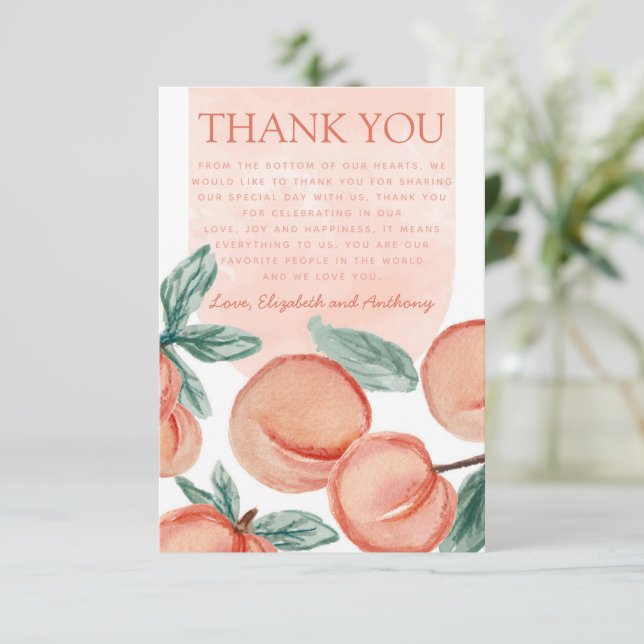 Lettre de note de Carte de remerciements Peach (Debout devant)