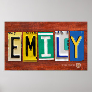 Lettre de plaque de licence EMILY Nom affiche pers