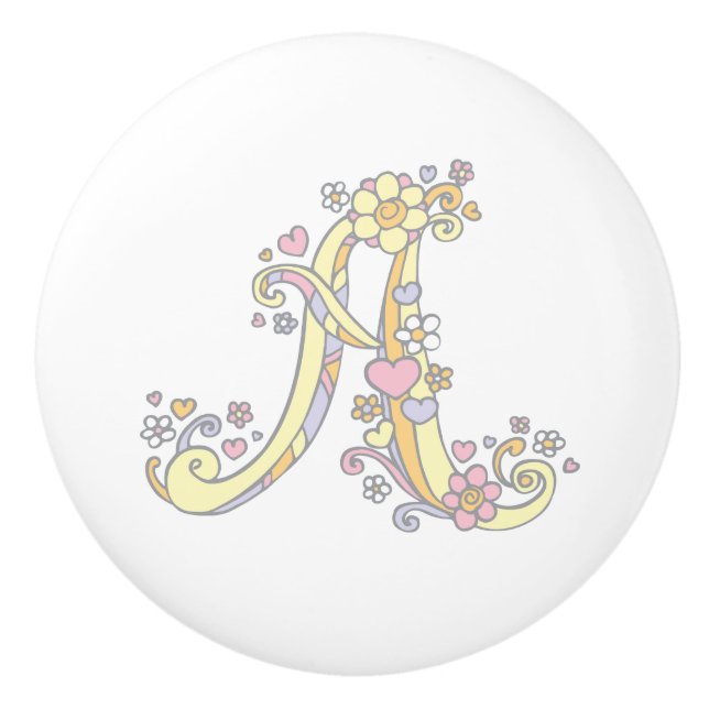 Lettre décorative Un bouton à poignée monogrammée (Devant)
