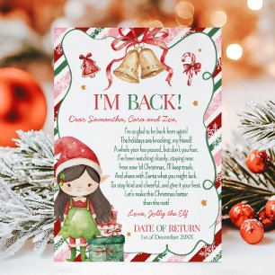 Lettre d'Elf Christmas Girl Carte