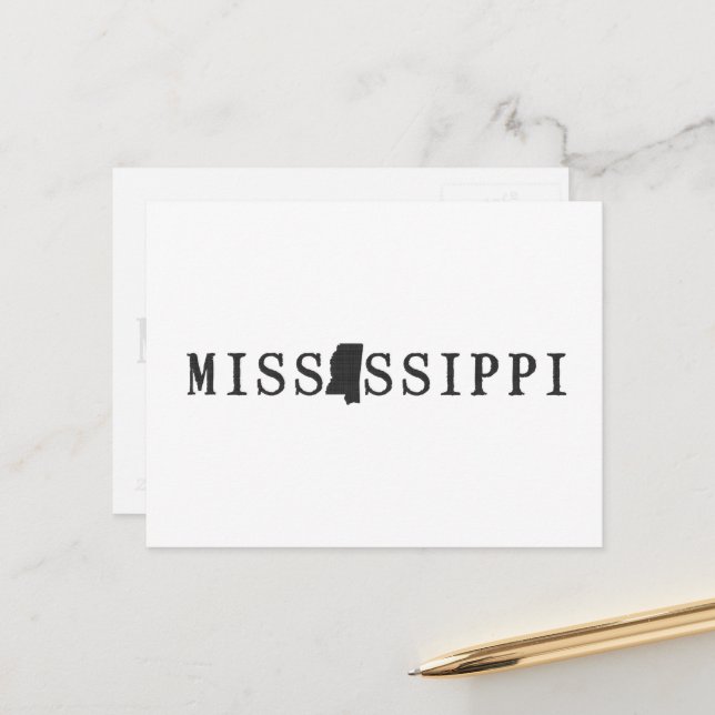 Lettre d'état Mot Art de la carte Mississippi (Devant/Arrière en situation)