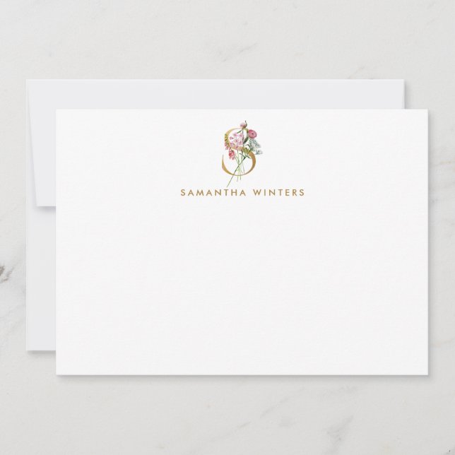 LETTRE D'OR MONOGRAPHIQUE S Pretty Floral Carte No (Devant)