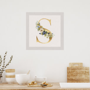 Lettre d'or S Flora Trim Poster