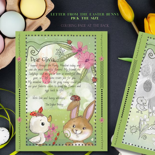 Lettre du Lapin de Pâques & Page de coloriage - Pr (Easter Bunny Letter & Coloring Page - Funky Meadow)