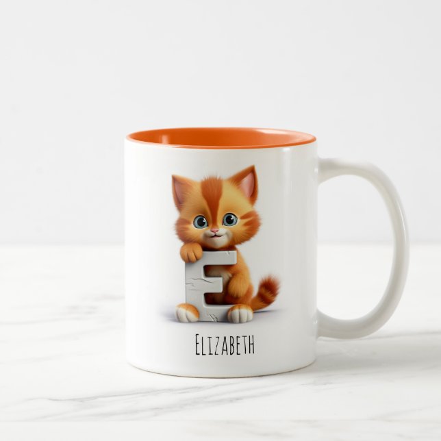 Lettre E Cat Alphabet Monogramme Café Mug (Droit)
