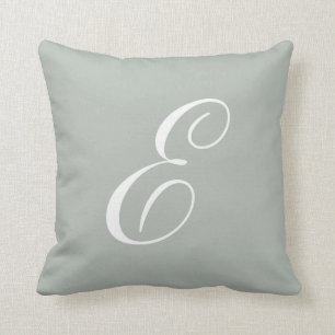 Lettre E Coussin de monogramme gris argenté