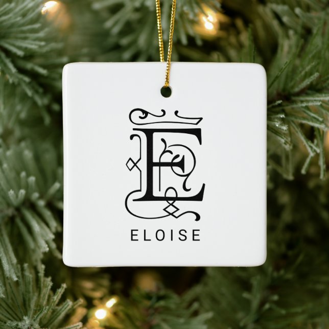 Lettre E Élégant Monogramme Ornement de Noël (Arbre)