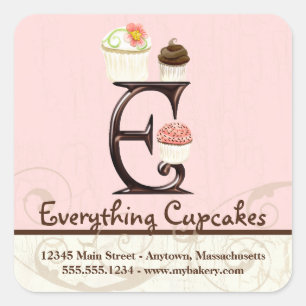 Lettre E Monogram Cupcake Logo Autocollants d'affa