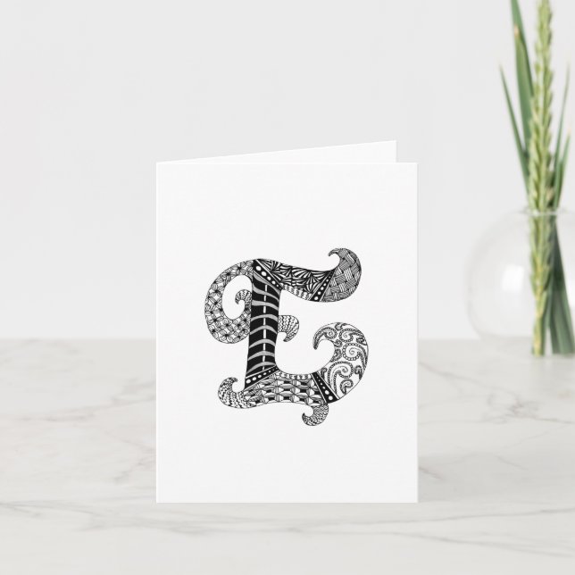 Lettre E Monogramme en noir et blanc (Devant)
