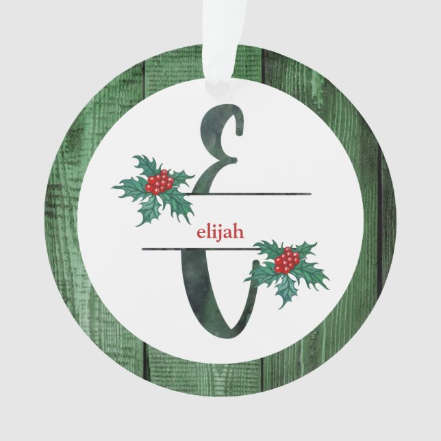 *~* Lettre E Photographie de Noël Rustic Wood AP44 (devant)