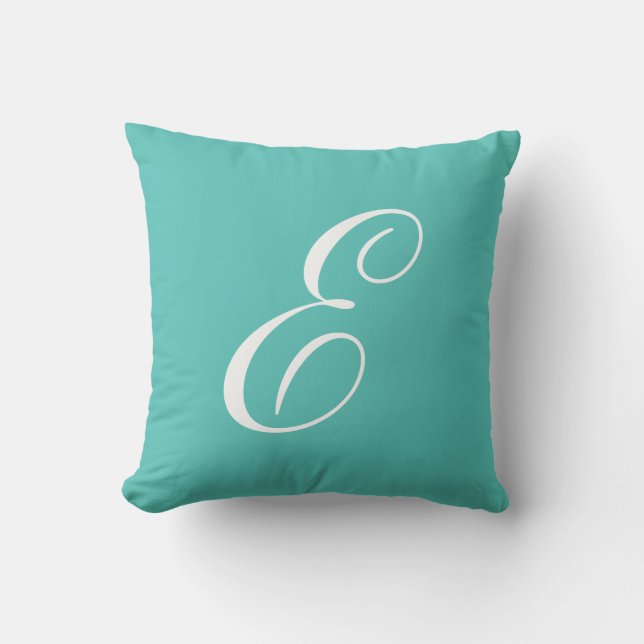 Lettre E Turquoise Monogramme Coussin (Recto)