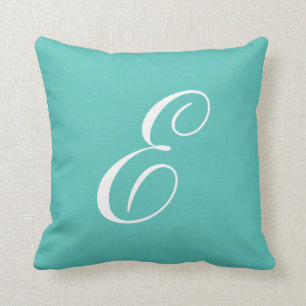 Lettre E Turquoise Monogramme Coussin