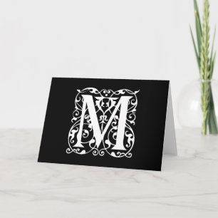 Lettre élégante M Blanc sur Monogramme noir