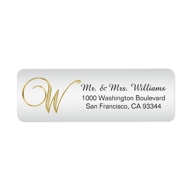 LETTRE Élégante MONOGRAPHIQUE OR EN ARGENT 'W' Ret (Devant)