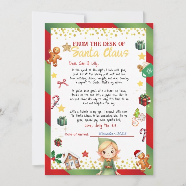 Lettre Elf Girl Noël / Invitation de vacances (Devant)