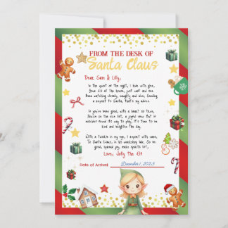 Lettre Elf Girl Noël / Invitation de vacances