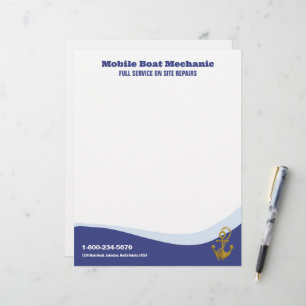 Lettre En-tête de mécanicien de bateau mobile