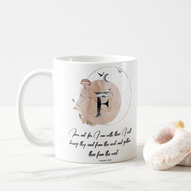 Lettre F, bible aquarelle citation mug (Avec donut)