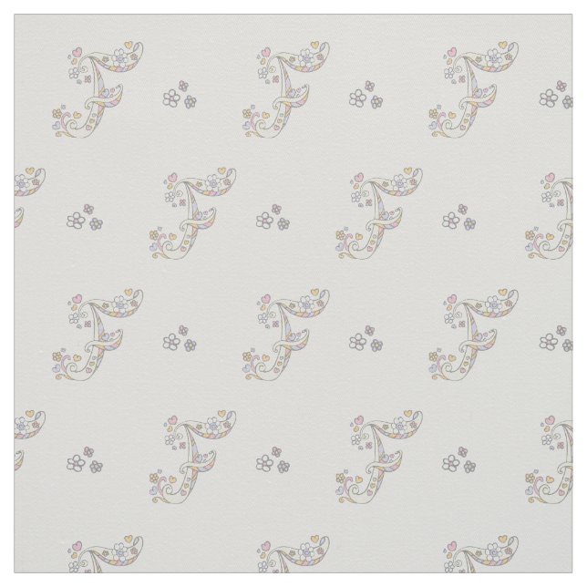 Lettre F monogramme fleurs texte tissu personnalis (Échantillon)