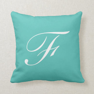 Lettre F Monogramme Turquoise Coussin