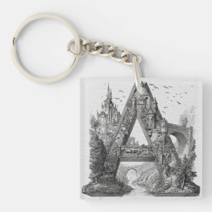 Lettre fantaisie A avec des châteaux dans le ciel 