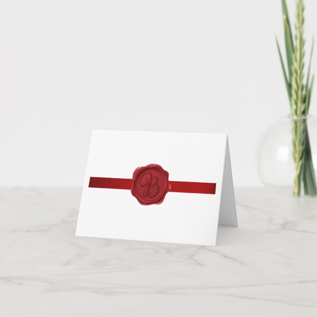 Lettre fantaisie B Rouge cire Carte de note de sce (Devant)