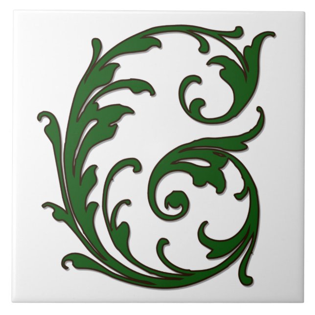 Lettre feuille G en carreaux Monogrammes verts (Devant)