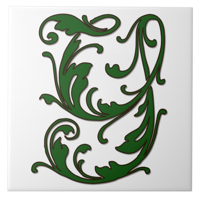 Lettre feuille Y en carreaux Monogrammes verts (Devant)