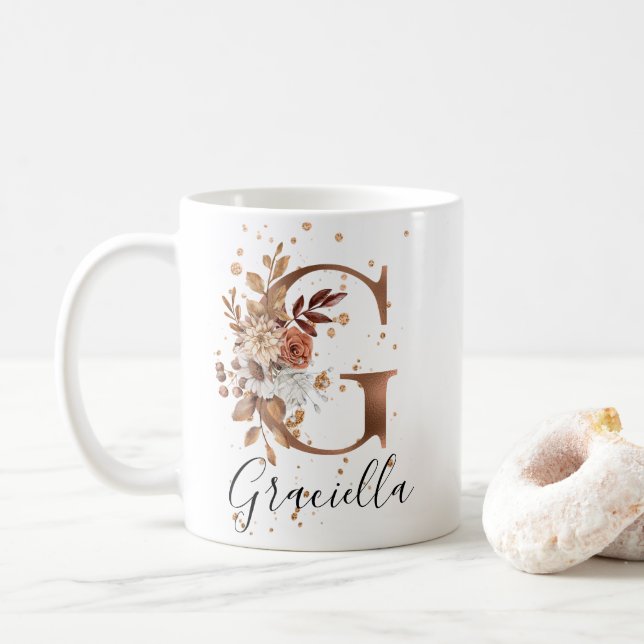 LETTRE FLEURIE DE COCOPIE G MONogramme Café Mug (Avec donut)