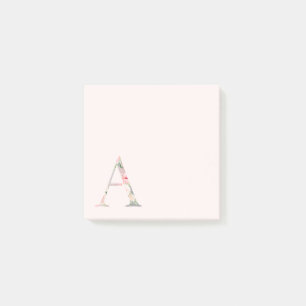 Lettre florale "A" Monogramme Post-It Notes