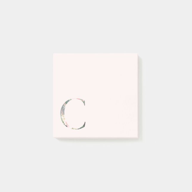 Lettre florale "C" Monogramme Post-It Notes (Devant)