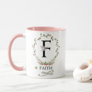LETTRE FLORALE COLUE F MONogramme Mug