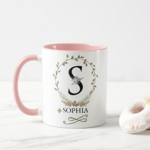 LETTRE FLORALE COLUE S MONogramme Mug