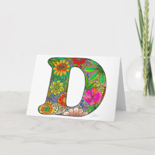 Lettre florale D Carte de voeux - de l'art origina