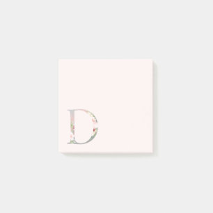 Lettre florale "D" Monogramme Post-It Notes