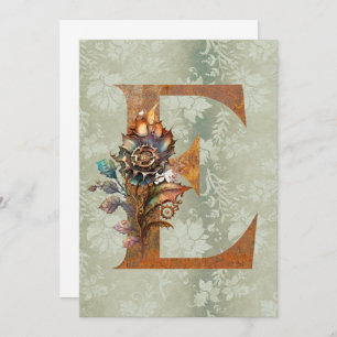 LETTRE Florale E STEAMpunk vintage CARTES DE NOTES