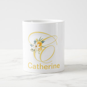Lettre florale Monogramme moderne Café initial Mug