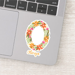 Lettre florale O stickers vinyle taillé sur mesure