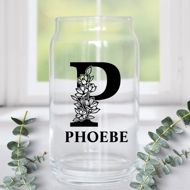 Lettre florale P Monogramme et nom personnalisé (Créateur téléchargé)