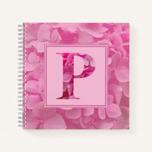 LETTRE Florale rose Carnet du Journal "P"