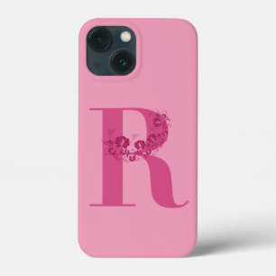 LETTRE Florale rose monogramme R coque iphone