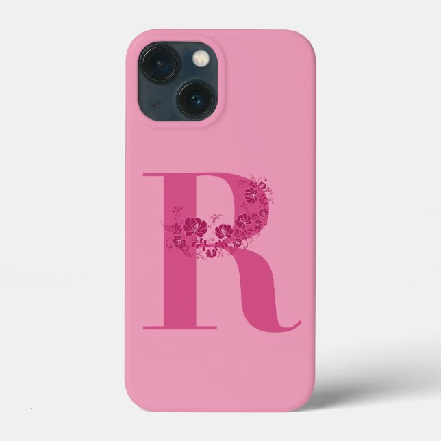 LETTRE Florale rose monogramme R coque iphone (Verso)