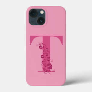 LETTRE Florale rose monogramme T coque iphone