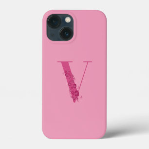 LETTRE Florale rose monogramme V coque iphone