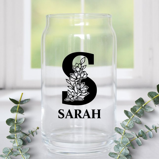 Lettre florale S Monogramme et nom personnalisé (Créateur téléchargé)
